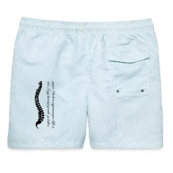Wirbelsäule - Hilfe gegen Nackenverspannungen - Männer Badeshorts - hellblau gestreift - Hinten - AI Model Male 178 light (178cm)
