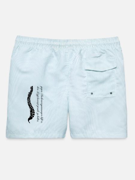 Wirbelsäule - Hilfe gegen Nackenverspannungen - Männer Badeshorts - hellblau gestreift