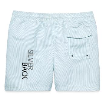 SILVERBACK (versetzt) - Männer Badeshorts - hellblau gestreift - Hinten - AI Model Male 178 light (178cm)