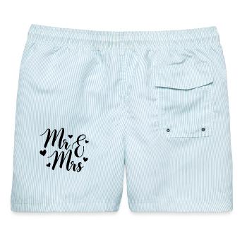 Herr und Frau - Männer Badeshorts - hellblau gestreift - Hinten - AI Model Male 178 light (178cm)