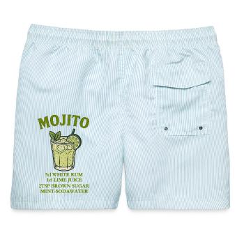 Mojito Design mit Limette und Minze - Männer Badeshorts - hellblau gestreift - Hinten - AI Model Male 178 light (178cm)