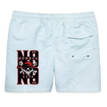 No Bobber No Life - Männer Badeshorts - hellblau gestreift - Hinten - AI Model Male 178 light (178cm)