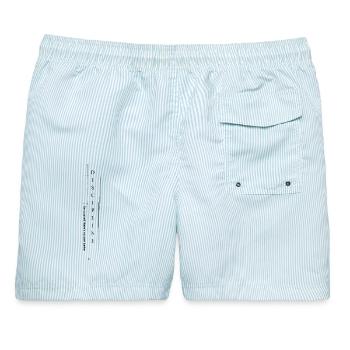 respect_marcel merch  - Männer Badeshorts - hellblau gestreift - Hinten - AI Model Male 178 light (178cm)