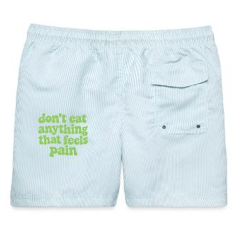 Werde vegan und rette die Tiere - Männer Badeshorts - hellblau gestreift - Hinten - AI Model Male 178 light (178cm)