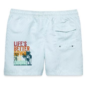 Life's better down the shore - Männer Badeshorts - hellblau gestreift - Hinten - AI Model Male 178 light (178cm)