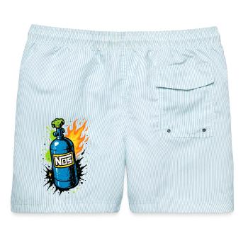 NOS Flasche Neon, Streetracer Shirt - Männer Badeshorts - hellblau gestreift - Hinten - AI Model Male 178 light (178cm)