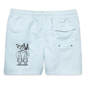 True Love Casual - Männer Badeshorts - hellblau gestreift - Hinten - AI Model Male 178 light (178cm)