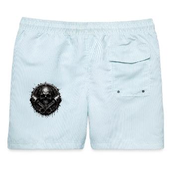  Benzin im Blut - Männer Badeshorts - hellblau gestreift - Hinten - AI Model Male 178 light (178cm)