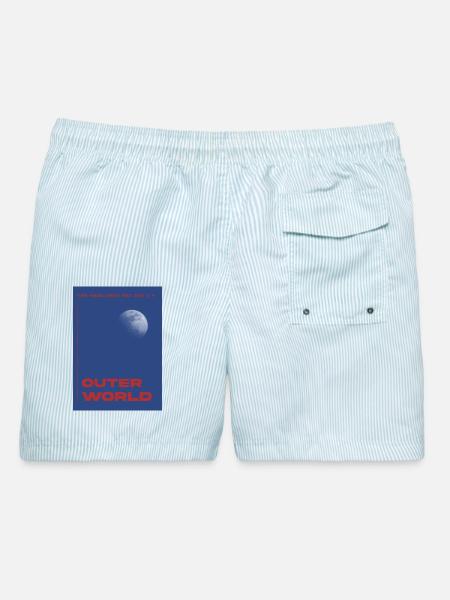Outer World - Männer Badeshorts - hellblau gestreift