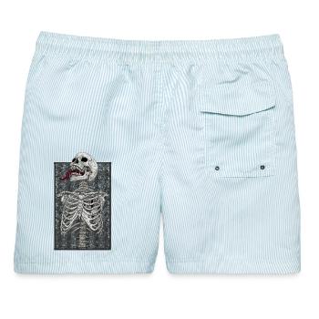 Skelett Motor Herz - Männer Badeshorts - hellblau gestreift - Hinten - AI Model Male 178 light (178cm)