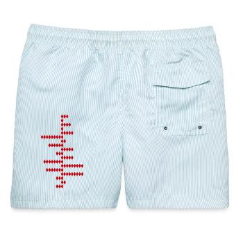 PI - Sei irrational - Männer Badeshorts - hellblau gestreift - Hinten - AI Model Male 178 light (178cm)
