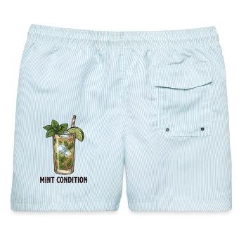 Condition Mojito Cocktail - Männer Badeshorts - hellblau gestreift - Hinten - AI Model Male 178 light (178cm)
