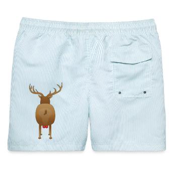 Platzhirsch von hinten - Männer Badeshorts - hellblau gestreift - Hinten - AI Model Male 178 light (178cm)