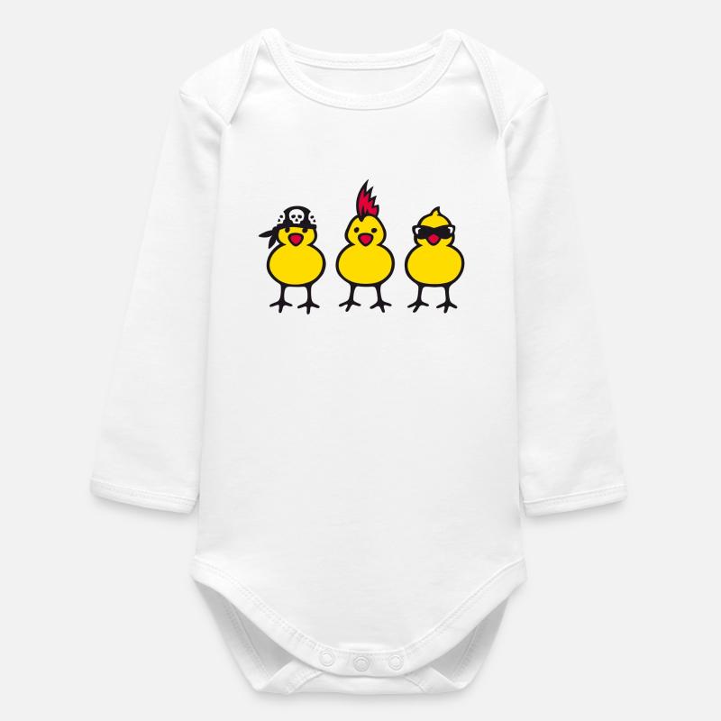 Three Chicks - Baby Organic Langarmbody - Weiß