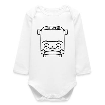 Tiny Bus – Comic Bus für Reisefans & Kinder - Baby Organic Langarmbody - Weiß - Vorne