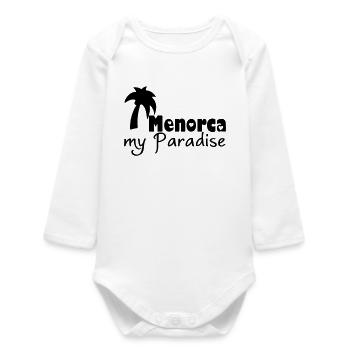 Menorca Paradise Urlaub Geschenk - Baby Organic Langarmbody - Weiß - Vorne