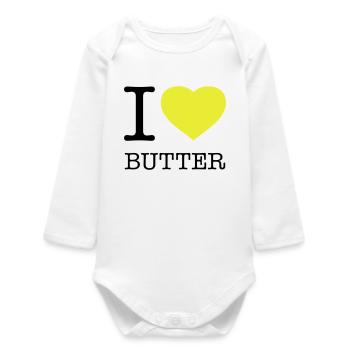 I LOVE BUTTER - Baby Organic Langarmbody - Weiß - Vorne