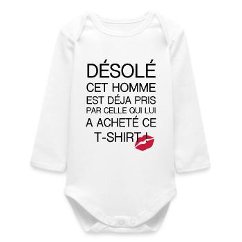Désolé Homme pris - Body bébé manches longues biologique - blanc - Devant