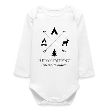 Outdoor Experience Adventure Awaits - Baby Organic Long-Sleeved Bodysuit - white - Front