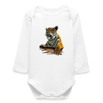 Tiger - Baby Organic Long-Sleeved Bodysuit - white - Front