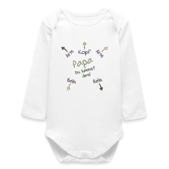Baby Body Strampler - Geburt - Papa Du kannst das - Baby Organic Langarmbody - Weiß - Vorne