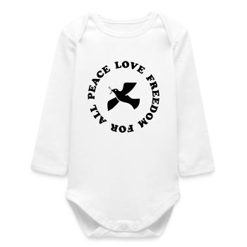 peace love freedom - Baby Organic Long-Sleeved Bodysuit - white - Front