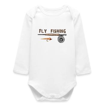 Fly fishing - Baby Organic Langarmbody - Weiß - Vorne