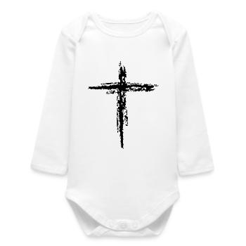 cross - Baby Organic Long-Sleeved Bodysuit - white - Front