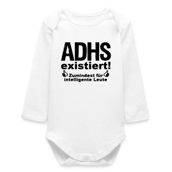 ADHS Spruch hyperaktiv Medizin Geschenk - Baby Organic Langarmbody - Weiß - Vorne