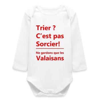 Trier c'est pas sorcier ! Ne gardons que les Valai - Body bébé manches longues biologique - blanc - Devant