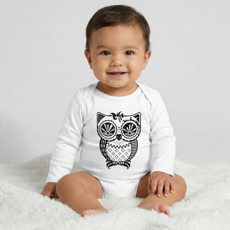 Patchwork Eule Baby Organic Langarmbody