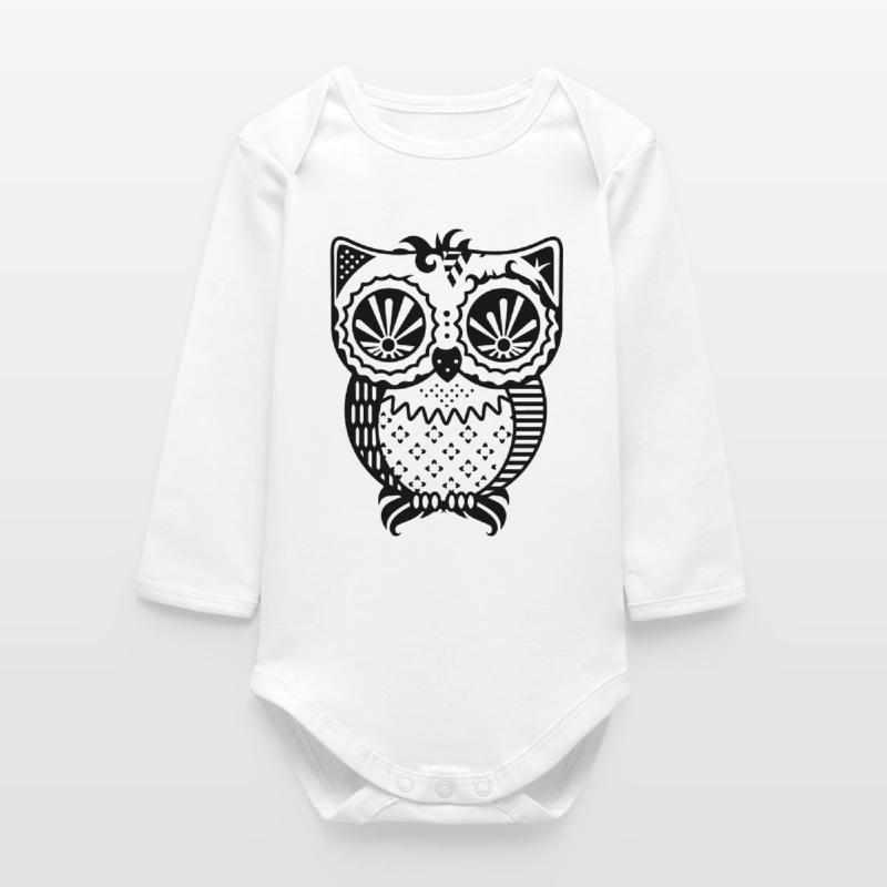 Patchwork Eule Baby Organic Langarmbody