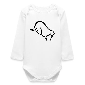 charging bull - Baby Organic Long-Sleeved Bodysuit - white - Front