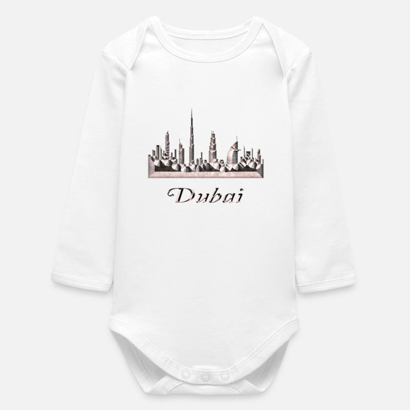 Dubai - Baby Organic Long-Sleeved Bodysuit - white