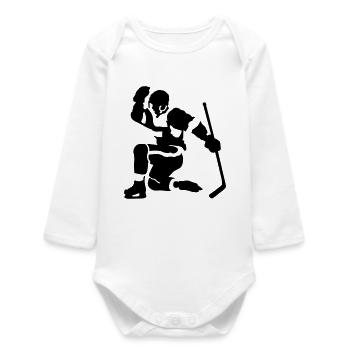 hockey goal - Baby Organic Long-Sleeved Bodysuit - white - Front
