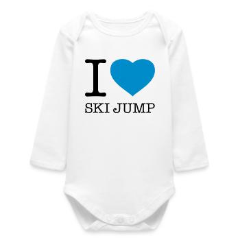 I LOVE SKI JUMP Ski Jumping - Baby Organic Long-Sleeved Bodysuit - white - Front