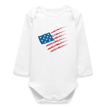 États-Unis États-Unis États-Unis États-Unis Amérique Drapeau - Body bébé manches longues biologique - blanc - Devant