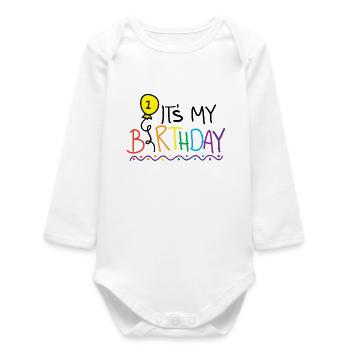 Colorful and Festive 1st Anniversary Design - Baby Organic Long-Sleeved Bodysuit - white - Front