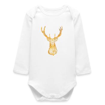 Deer head - Baby Organic Long-Sleeved Bodysuit - white - Front
