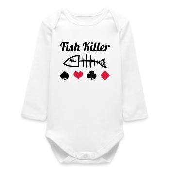 Poker : Fish Killer - Body bébé manches longues biologique - blanc - Devant