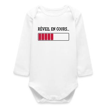 Réveil en cours... - Body bébé manches longues biologique - blanc - Devant