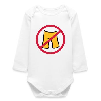 do not put on pants short shorts forbidden shield z - Baby Organic Long-Sleeved Bodysuit - white - Front