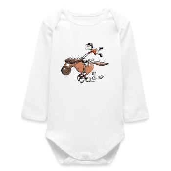 Rapid Race Horse - Baby Organic Long-Sleeved Bodysuit - white - Front