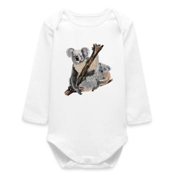 koala bear - Baby Organic Long-Sleeved Bodysuit - white - Front