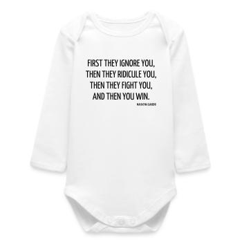 Citation / Philosophie / Pensée / Bonheur / Joie - Body bébé manches longues biologique - blanc - Devant
