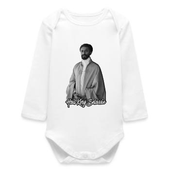 Hail King Selassie Jah Rastafari Roots Reggae - Body bébé manches longues biologique - blanc - Devant