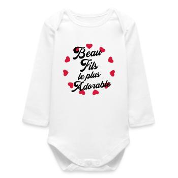 belle-fille / beau-fils / beau fils / belle fille - Body bébé manches longues biologique - blanc - Devant