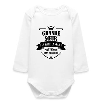 Schwester Sister Baby Geburtstag Geburt Familie - Baby Organic Langarmbody - Weiß - Vorne