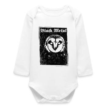 Black Metal Owl - Baby Organic Long-Sleeved Bodysuit - white - Front