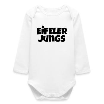 Eifeler Jungs (Schwarz) Männer aus der Eifel - Baby Organic Langarmbody - Weiß - Vorne
